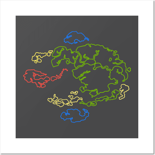 Avatar Map Outline (Neon) Wall Art by simplistictees